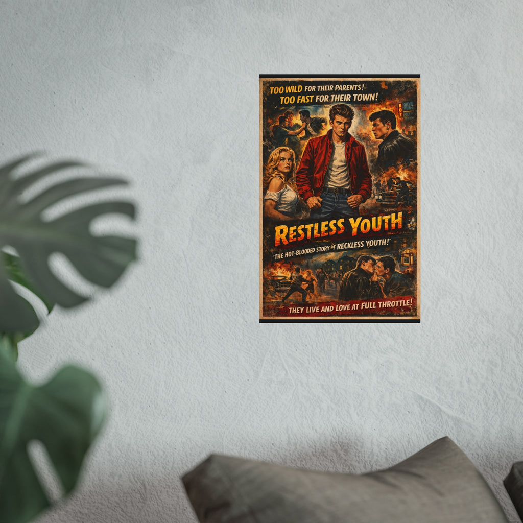 Restless Youth Vintage Movie Poster Art Print — Retro 1950s Teen Drama Wall Art