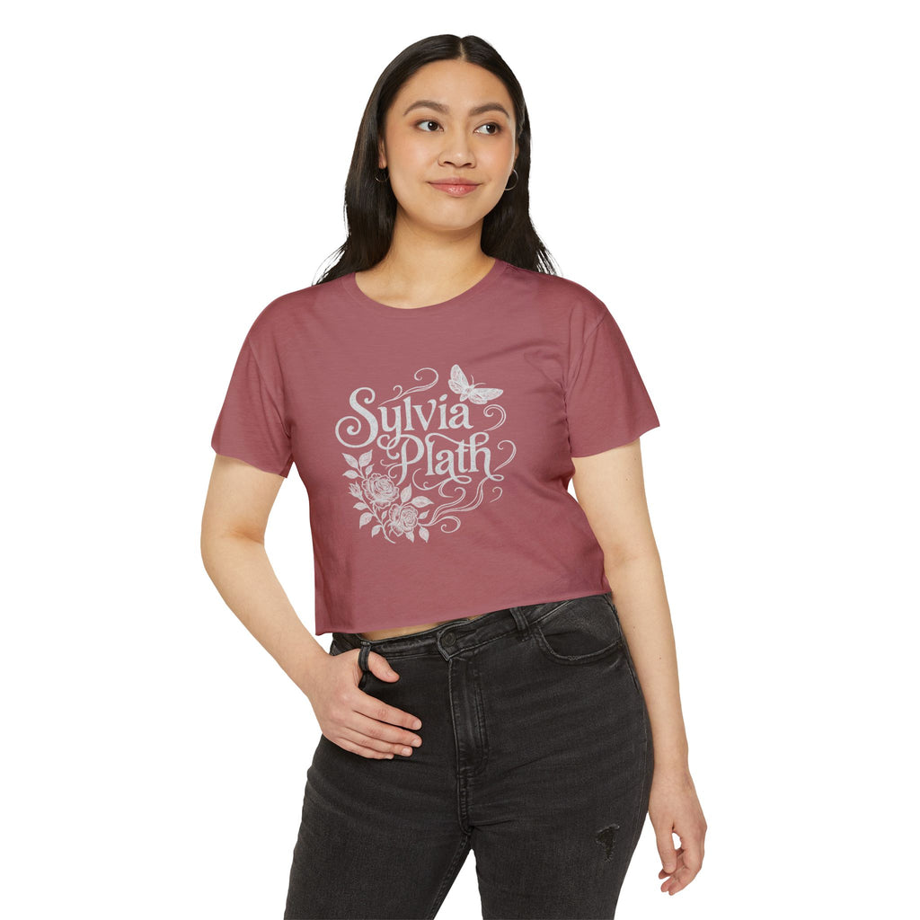Sylvia Plath Floral Crop Top — Women's Festival Graphic Tee