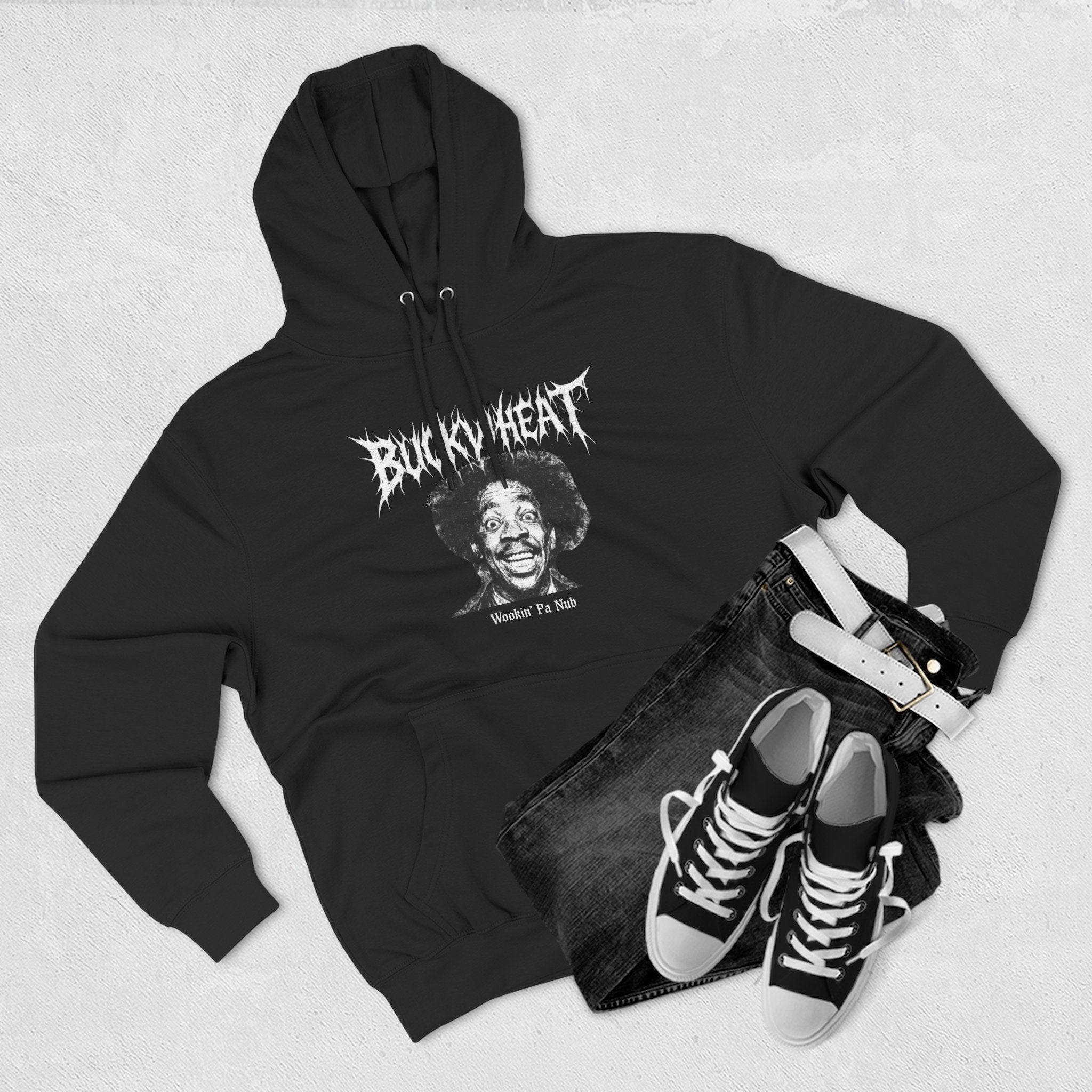 Fleece Hoodie Buckwheat 'Wookin' Pa Nub' Black Metal Inspired (SNL, Eddie Murphy)