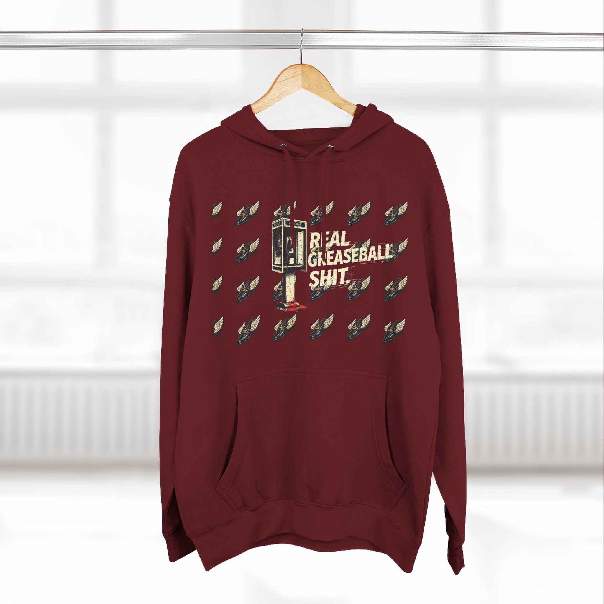 Real Greaseball Shit Graphic Hoodie — Three-Panel Fleece Pullover