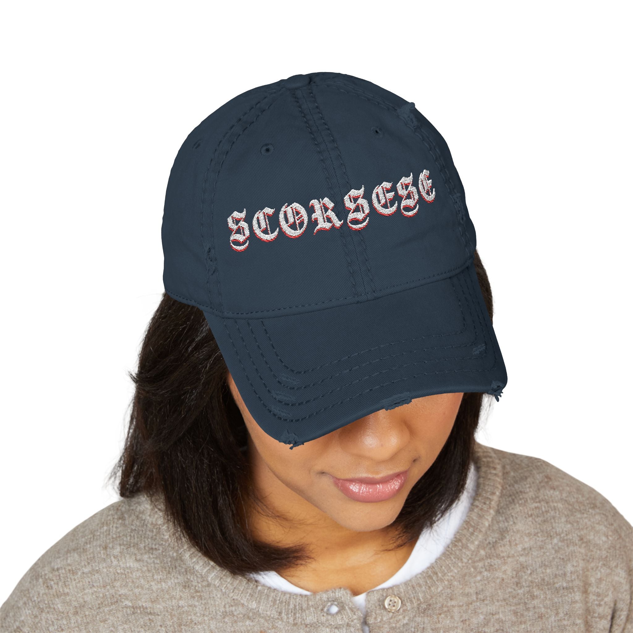 Scorsese Distressed Embroidered Dad Hat — Vintage Film Director Baseball Cap