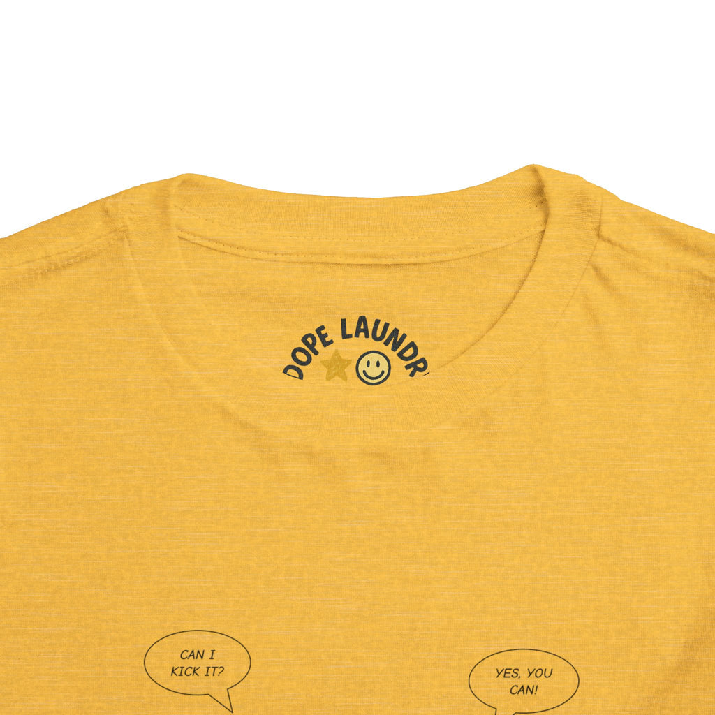 Toddler Tee - Can I Kick It? - Retro Graphic Kids Shirt