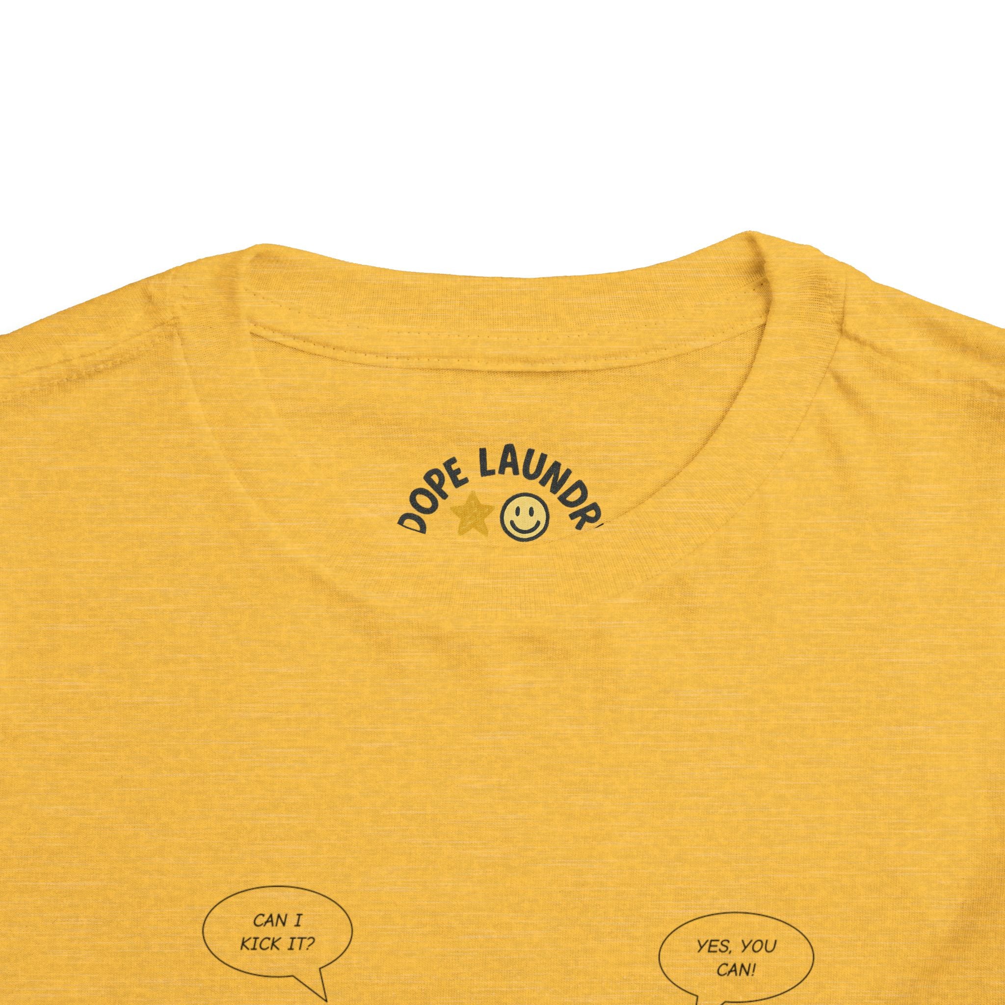 Toddler Tee - Can I Kick It? - Retro Graphic Kids Shirt