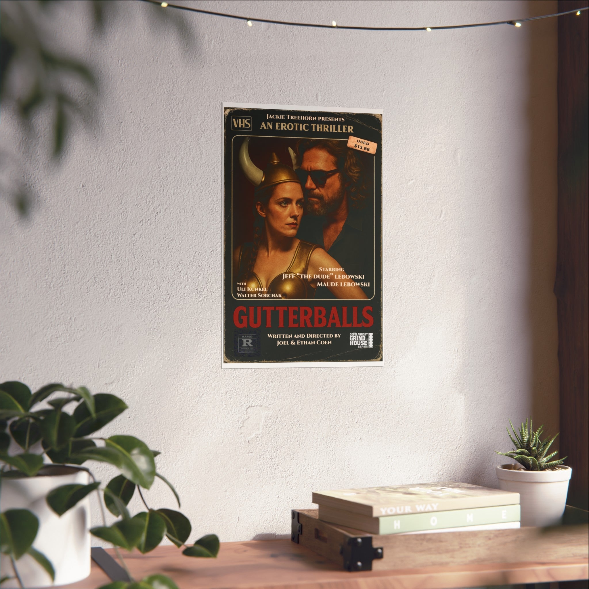 "Gutterballs" (VHS cover variant) Grind House inspired Print (The Big Lebowski) Unique Gift for Film Lovers, Home Aesthetic