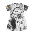 Abstract Graffiti T‑Shirt Dress — Colorful Splatter All‑Over Print