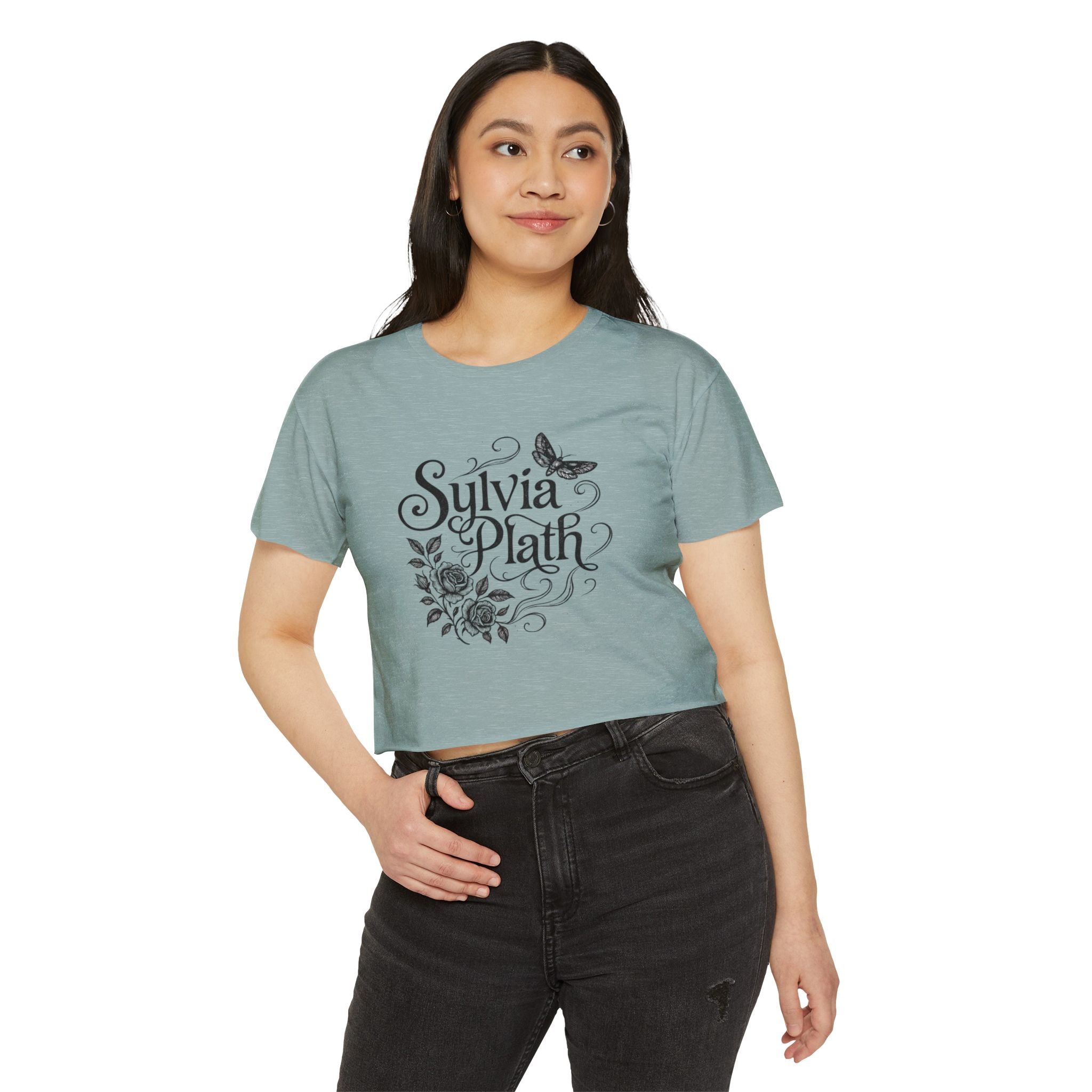 Sylvia Plath Floral Crop Top — Women's Festival Graphic Tee