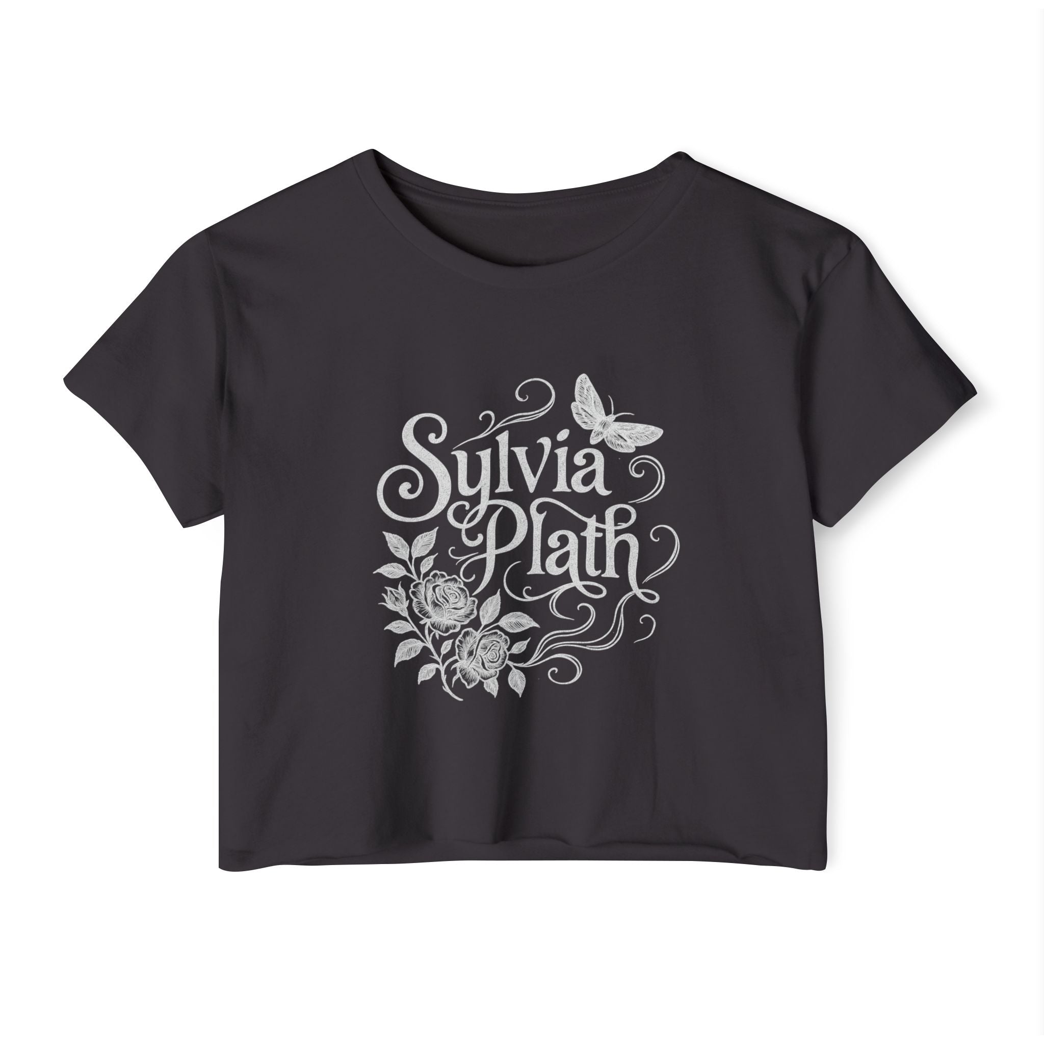 Sylvia Plath Floral Crop Top — Women's Festival Graphic Tee