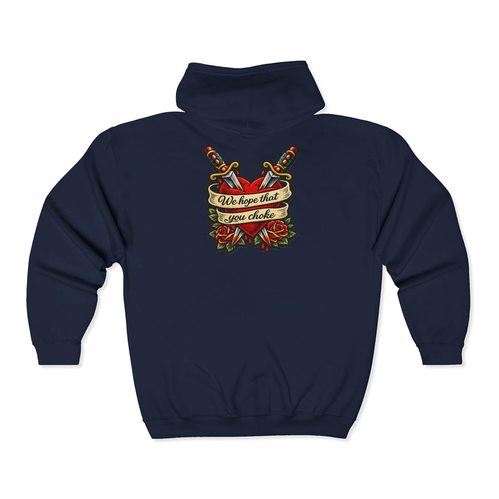 Skull & Roses Zip Hoodie —we hope that you choke