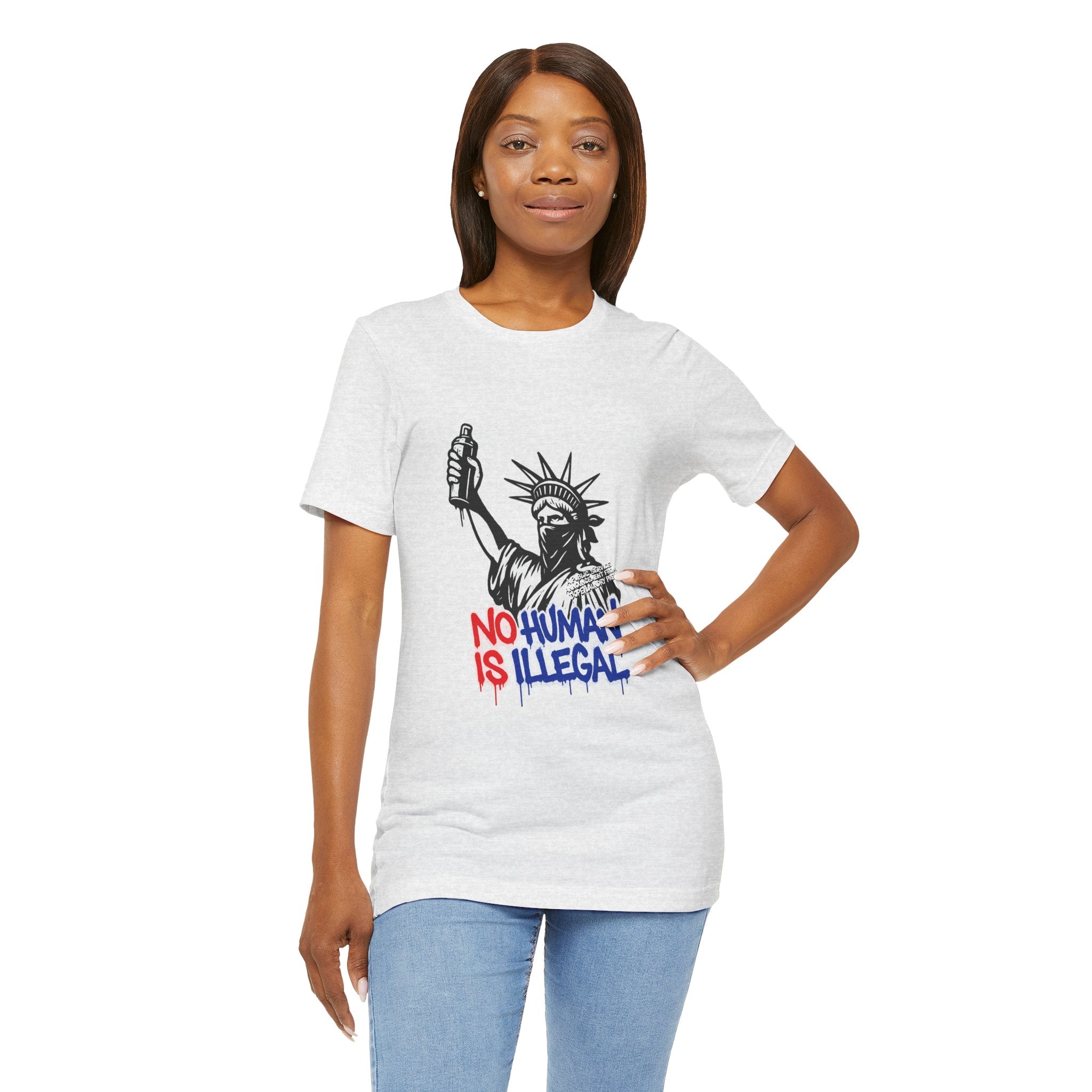 "No Human is Illegal" - Lady Liberty w/ spray paint can & bandanna (Dope Laundry Protest Series)