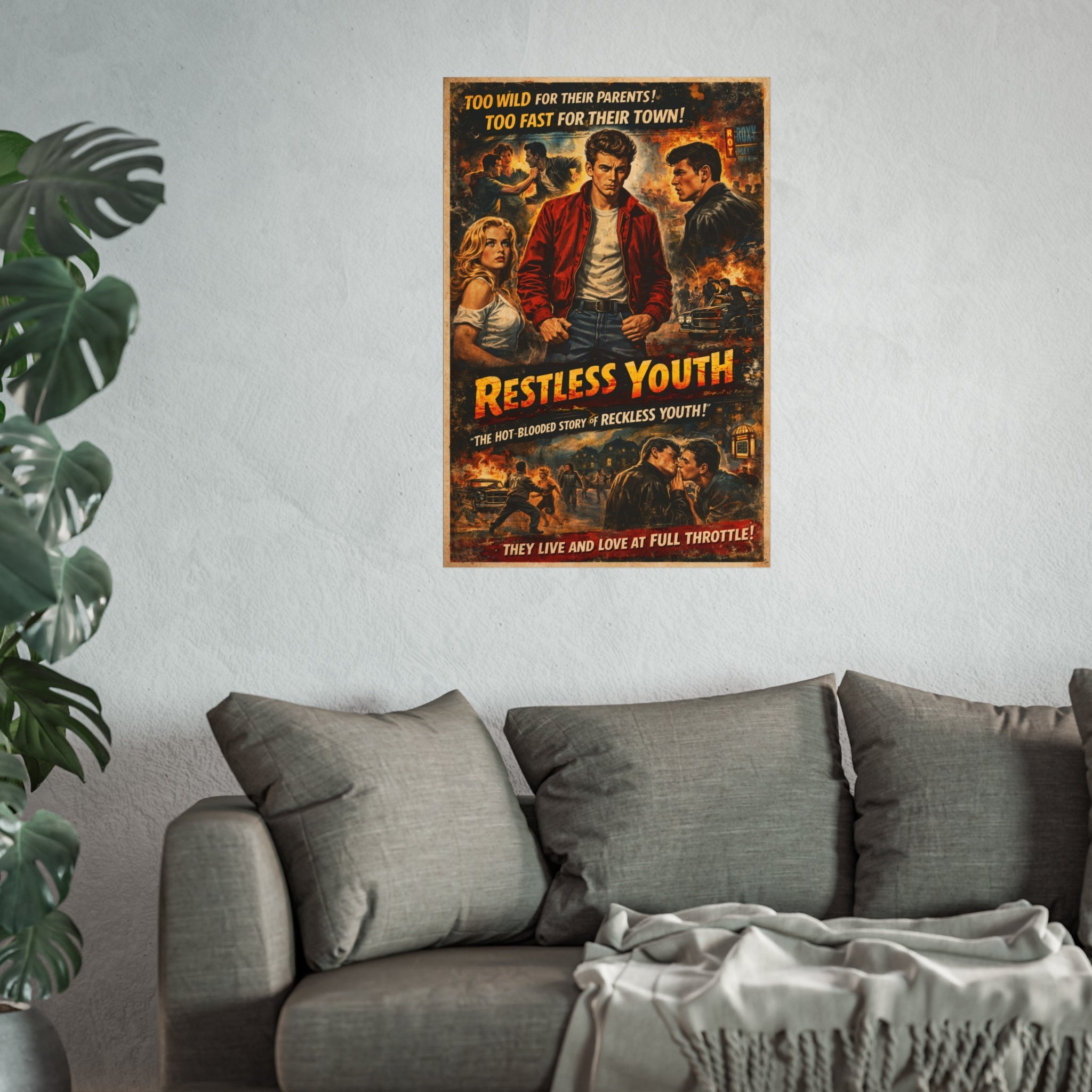 Restless Youth Vintage Movie Poster Art Print — Retro 1950s Teen Drama Wall Art