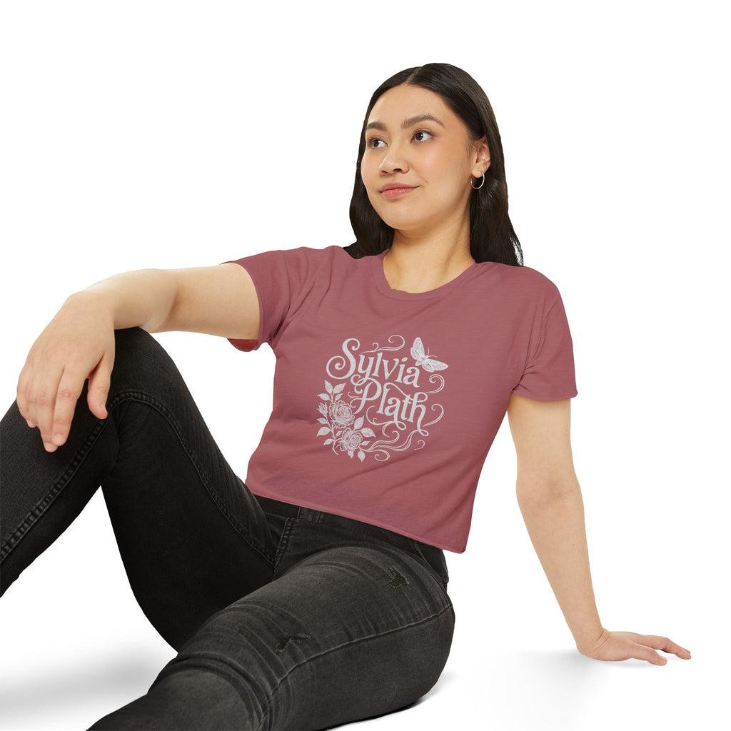 Sylvia Plath Floral Crop Top — Women's Festival Graphic Tee