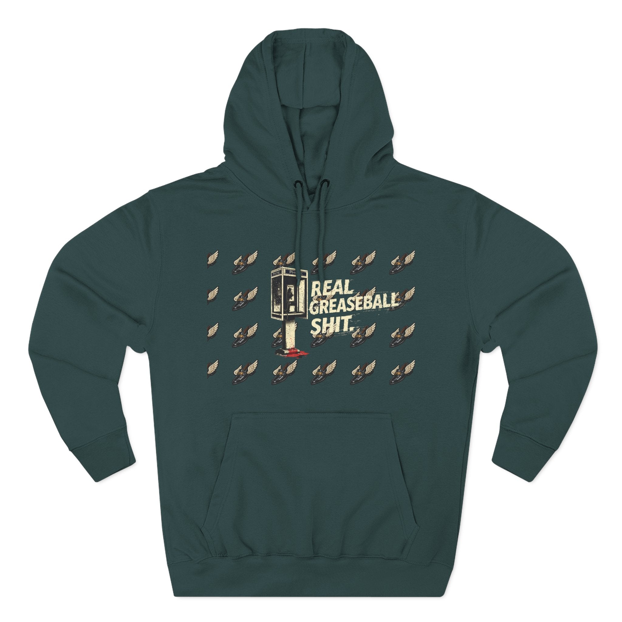 Real Greaseball Shit Graphic Hoodie — Three-Panel Fleece Pullover