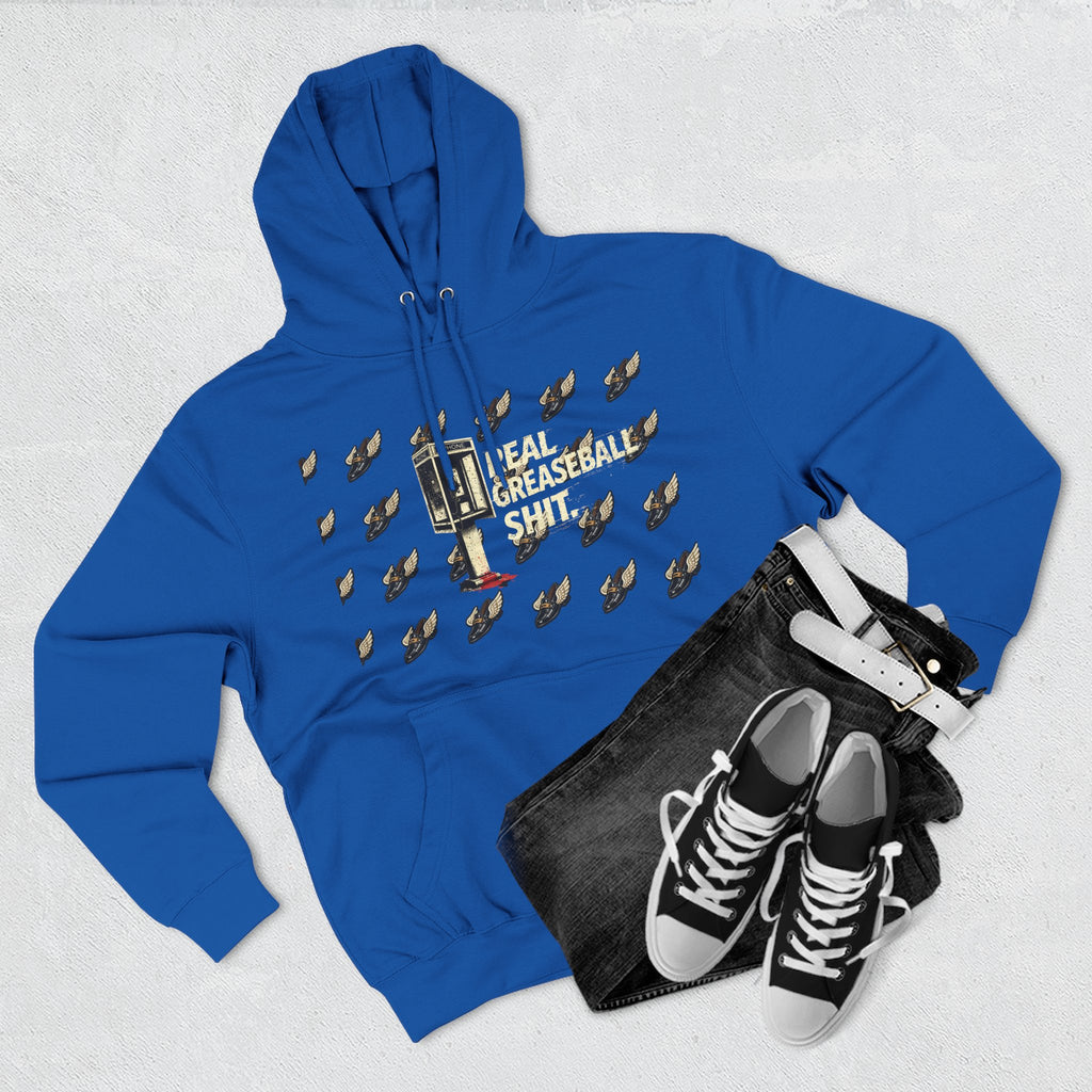 Real Greaseball Shit Graphic Hoodie — Three-Panel Fleece Pullover