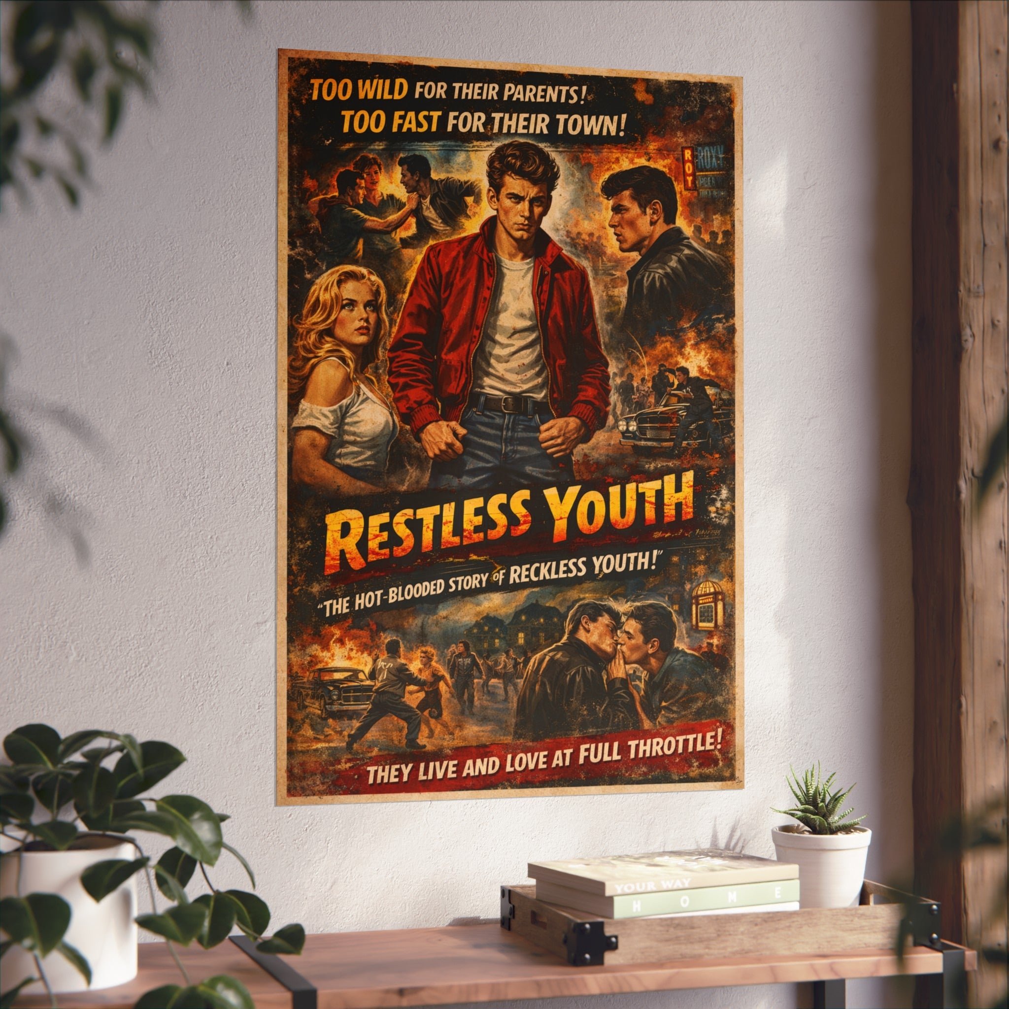 Restless Youth Vintage Movie Poster Art Print — Retro 1950s Teen Drama Wall Art