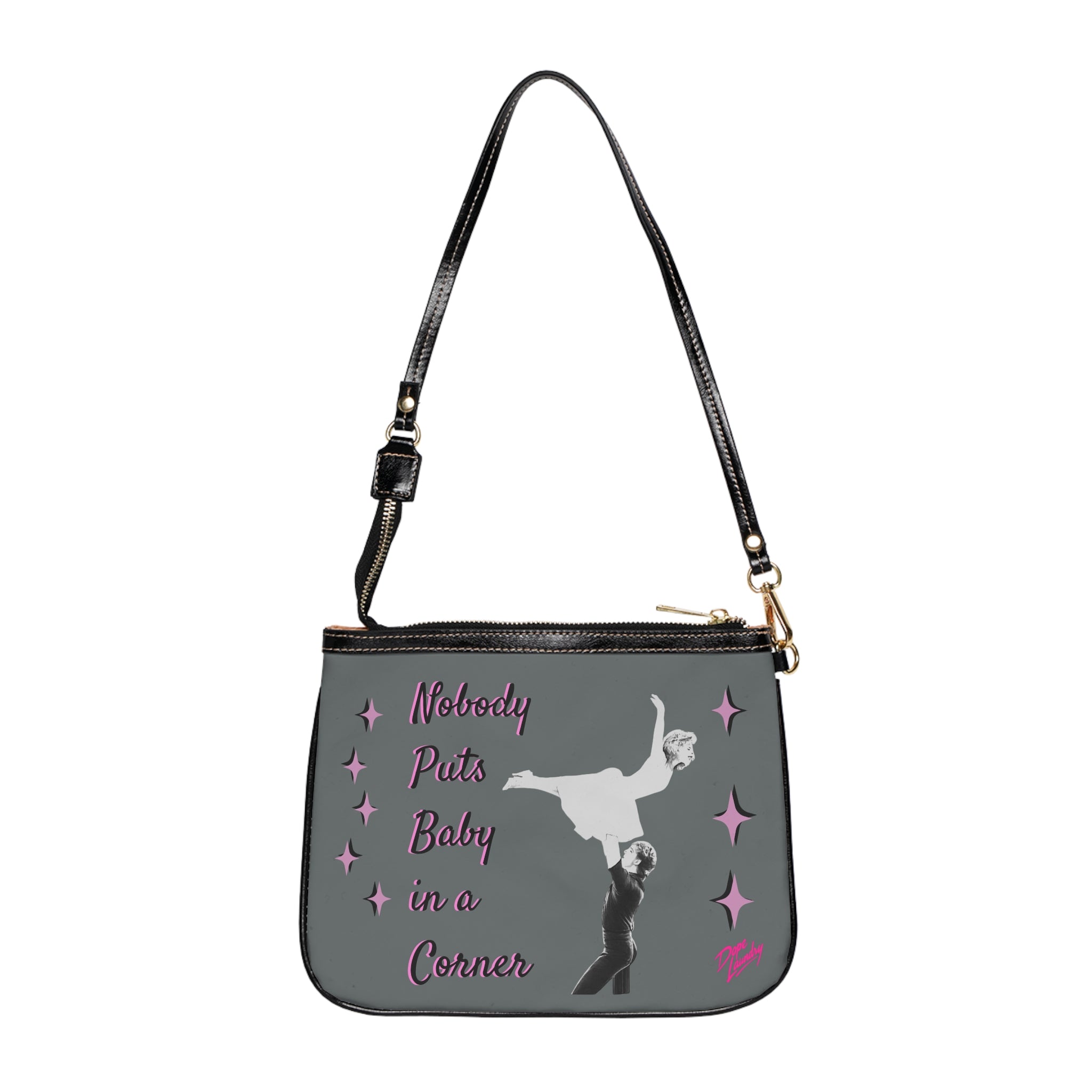 Small Shoulder Bag — Nobody Puts Baby in a Corner Retro Dance Movie Quote Purse