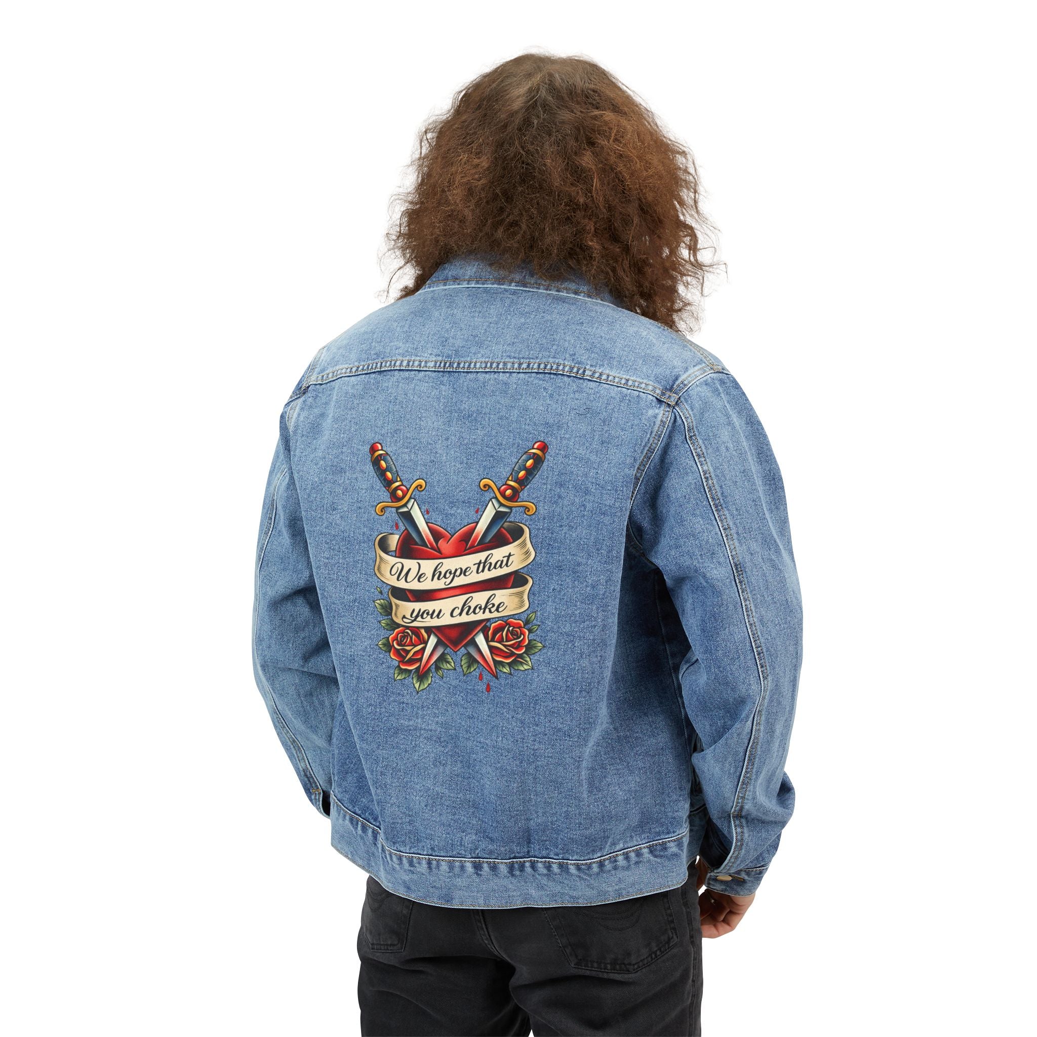 we hope that you choke - denim jacket