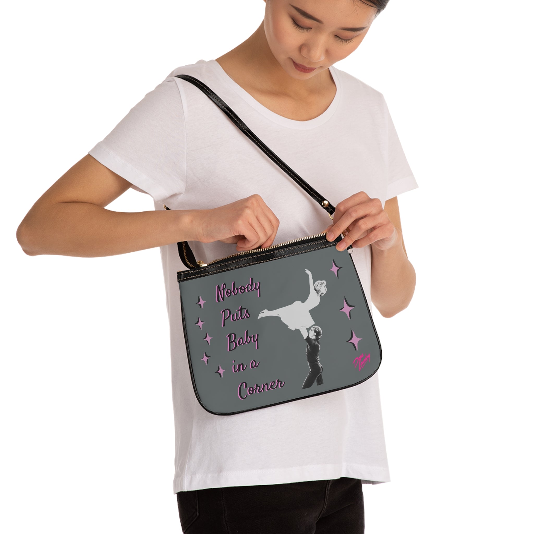 Small Shoulder Bag — Nobody Puts Baby in a Corner Retro Dance Movie Quote Purse