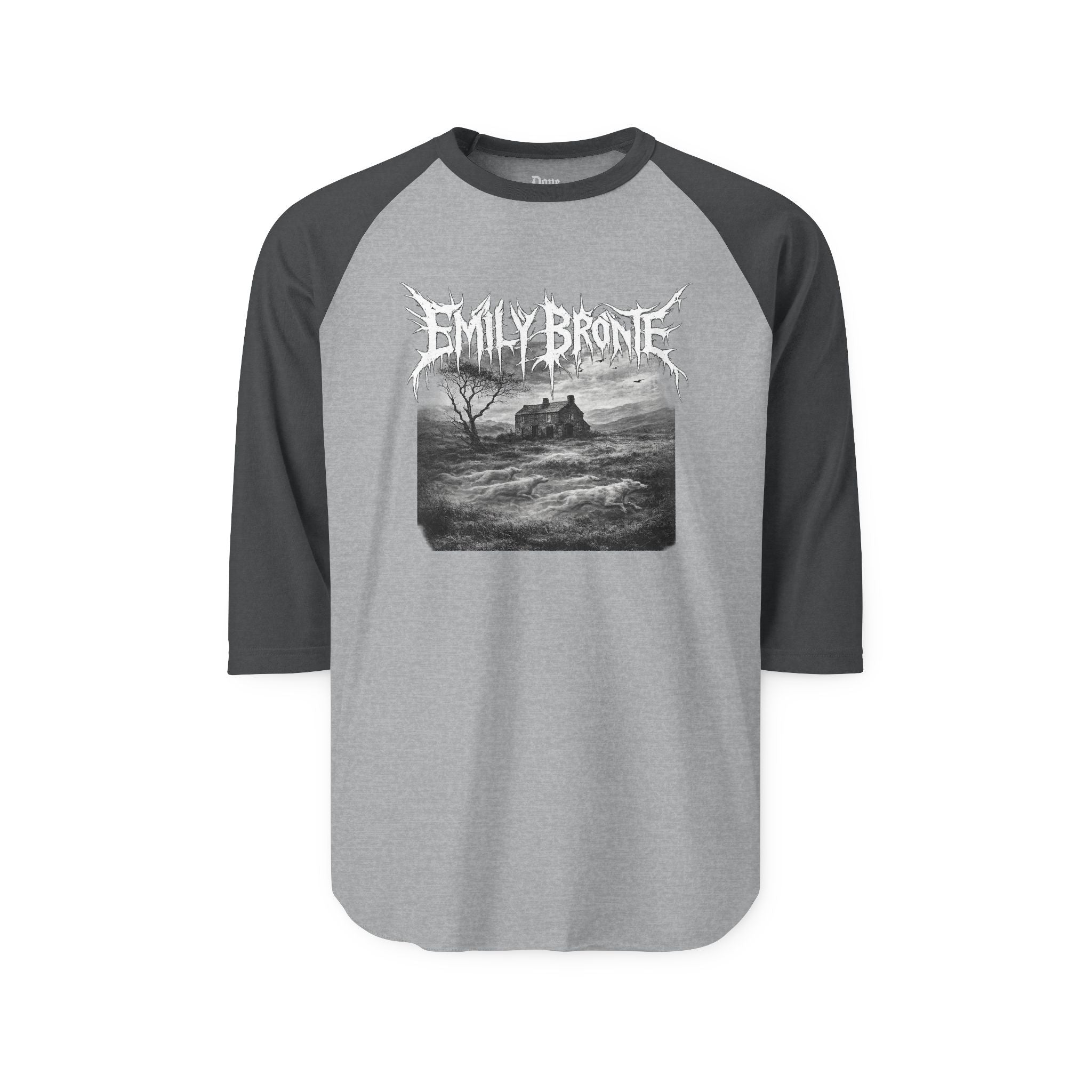 Emily Brontë Gothic Raglan Shirt (white ink variant) — Haunted Manor Literary Tee