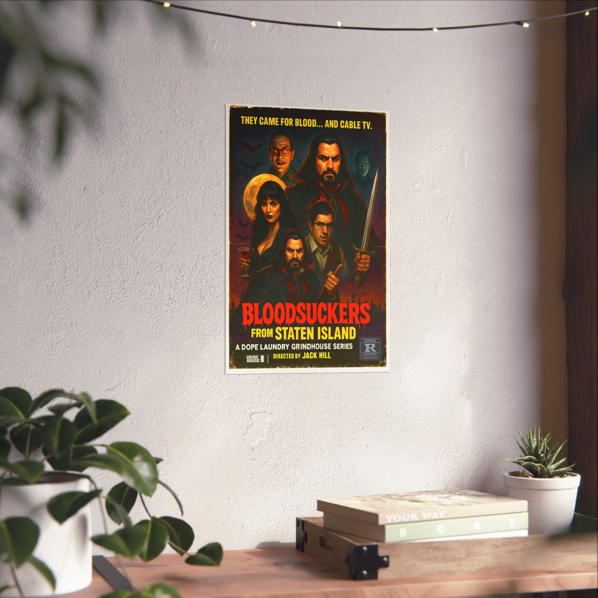 "Bloodsuckers of Staten Island" (variant) Grind House inspired Print (what we do in the shadows) Unique Gift for Film Lovers, Home Aesthetic