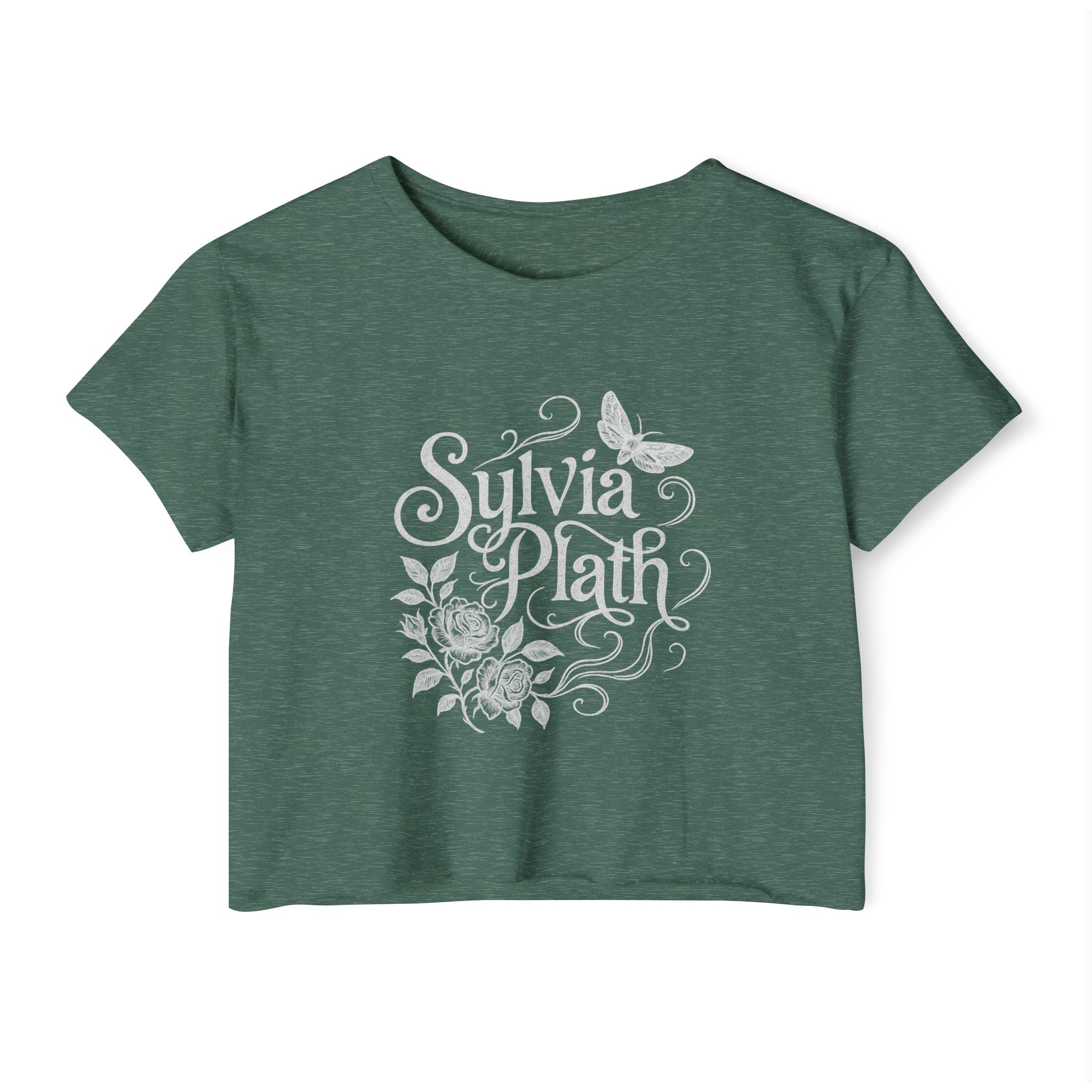 Sylvia Plath Floral Crop Top — Women's Festival Graphic Tee