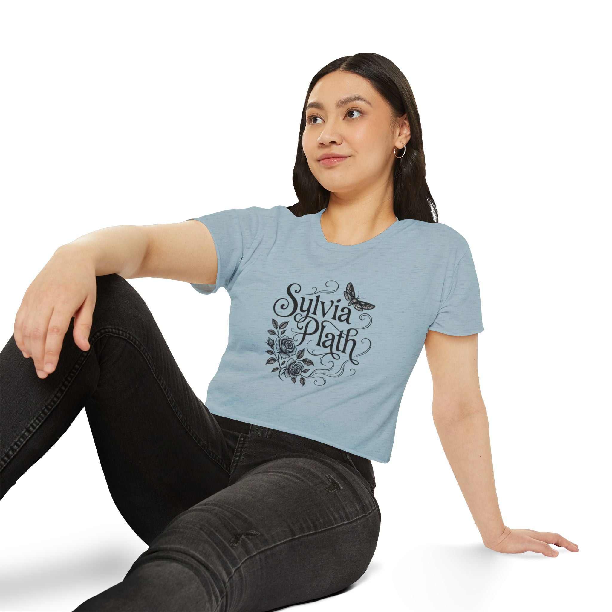 Sylvia Plath Floral Crop Top — Women's Festival Graphic Tee