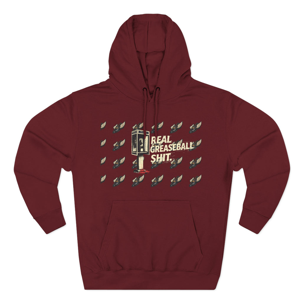 Real Greaseball Shit Graphic Hoodie — Three-Panel Fleece Pullover