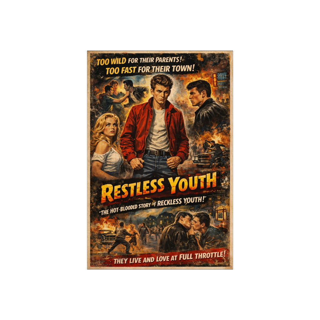 Restless Youth Vintage Movie Poster Art Print — Retro 1950s Teen Drama Wall Art