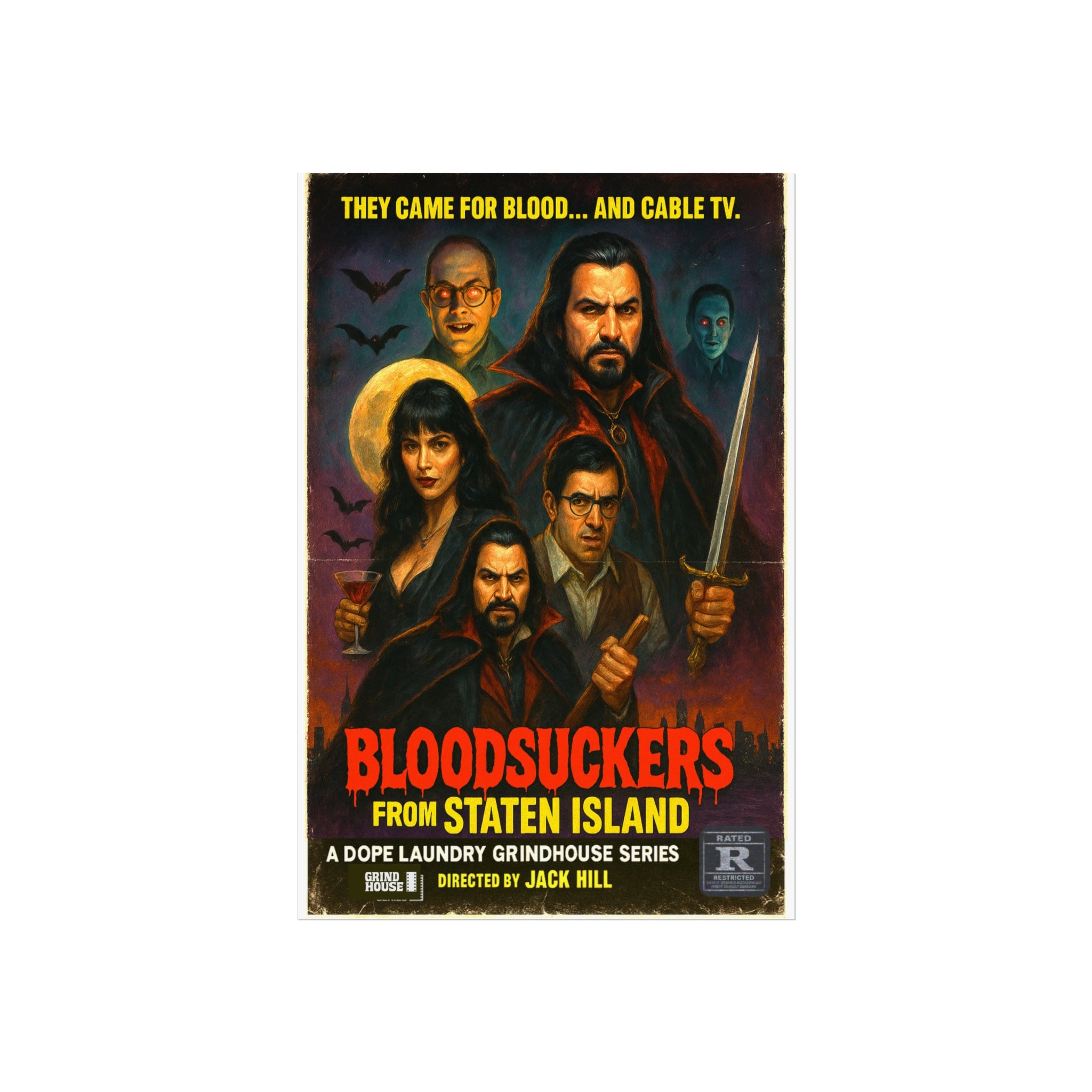 "Bloodsuckers of Staten Island" (variant) Grind House inspired Print (what we do in the shadows) Unique Gift for Film Lovers, Home Aesthetic