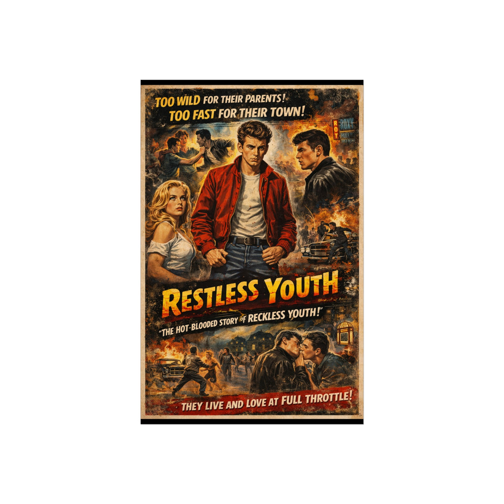 Restless Youth Vintage Movie Poster Art Print — Retro 1950s Teen Drama Wall Art