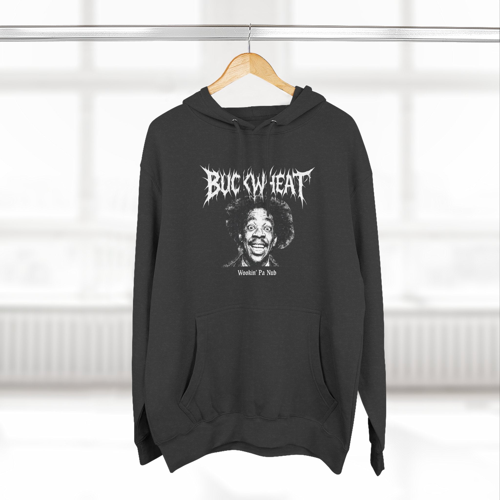 Fleece Hoodie Buckwheat 'Wookin' Pa Nub' Black Metal Inspired (SNL, Eddie Murphy)