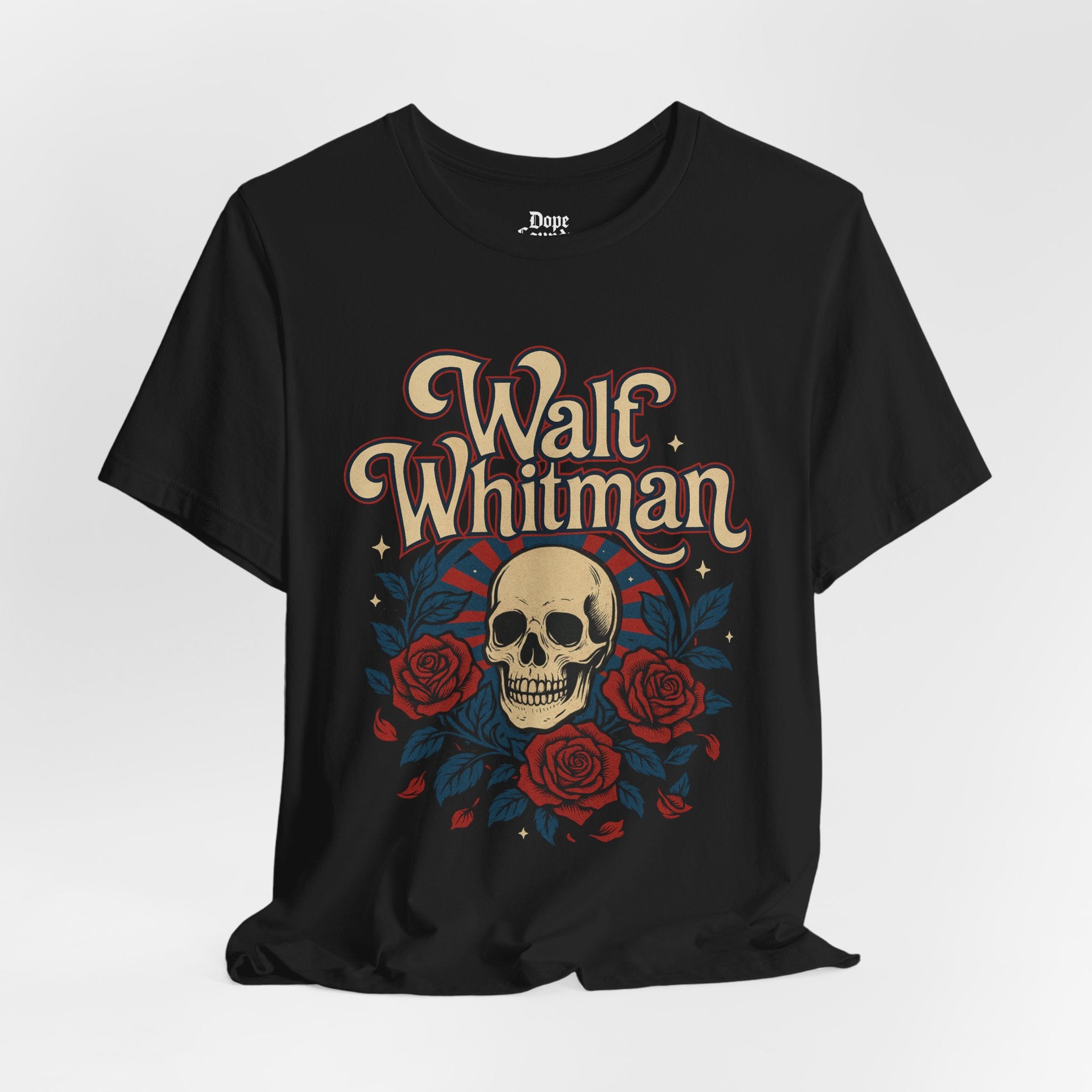 Walt Whitman Skull & Roses Vintage Graphic Tee