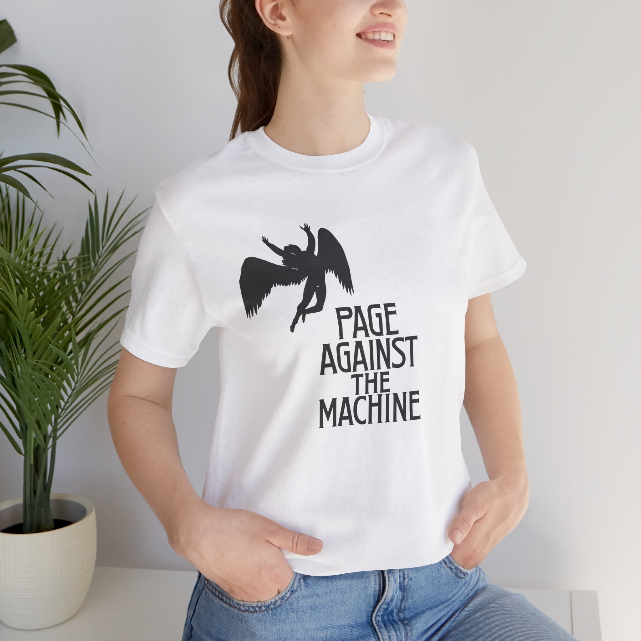 "Page Against the Machine" unisex jersey short sleeve tee (Led Zeppelin, Jimmy Page, Music Mash up, Rage against the machine inspired homage)