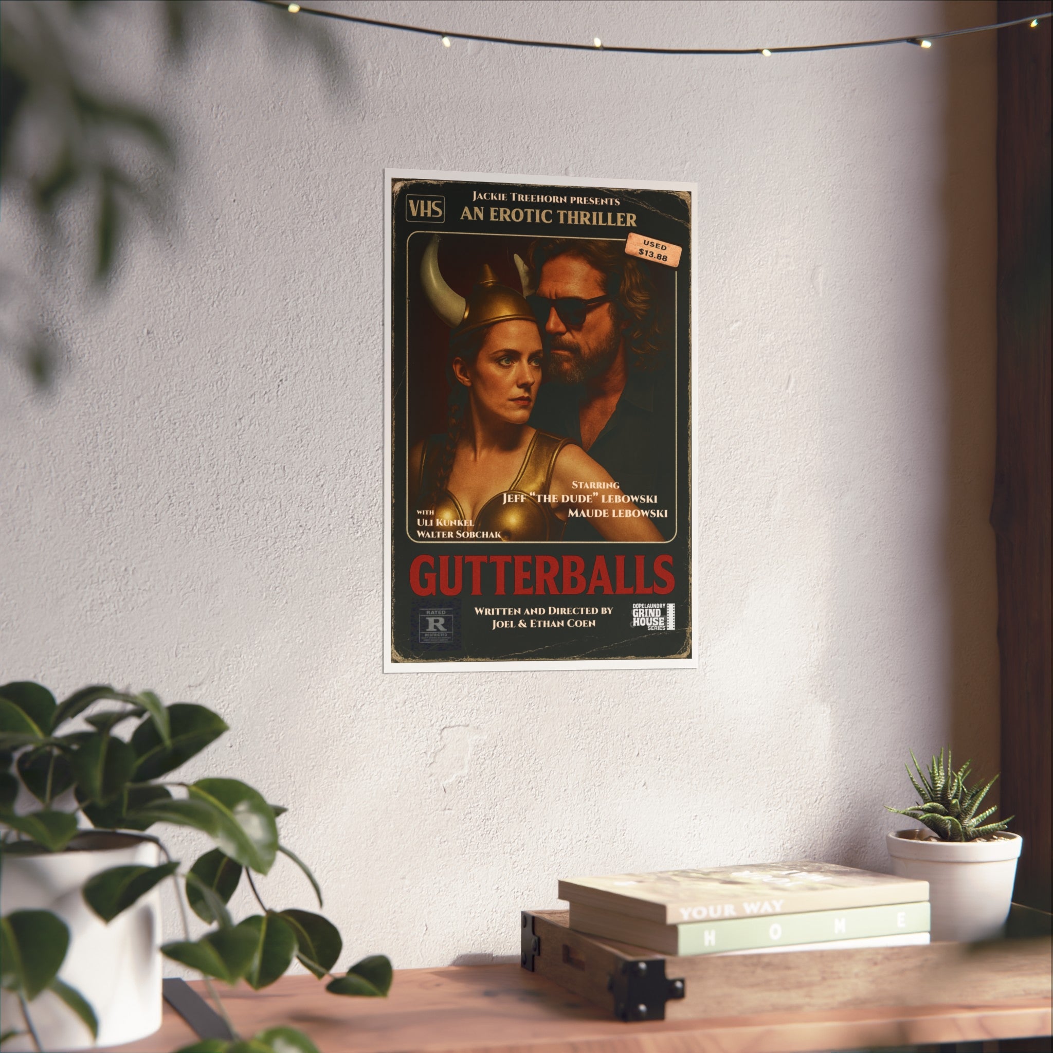 "Gutterballs" (VHS cover variant) Grind House inspired Print (The Big Lebowski) Unique Gift for Film Lovers, Home Aesthetic