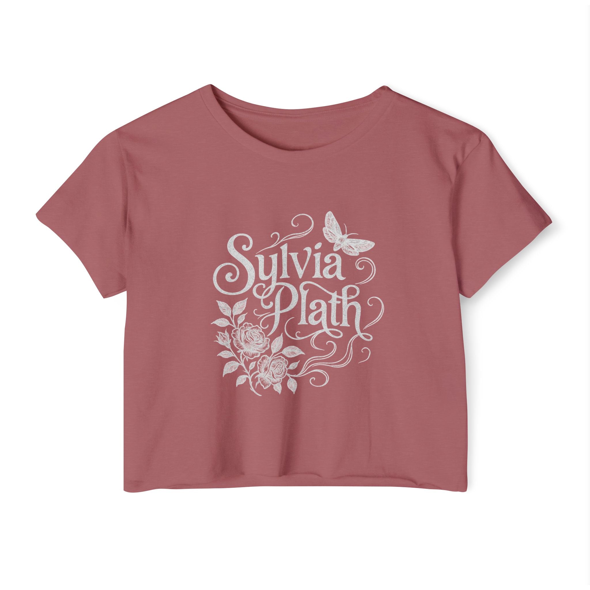 Sylvia Plath Floral Crop Top — Women's Festival Graphic Tee