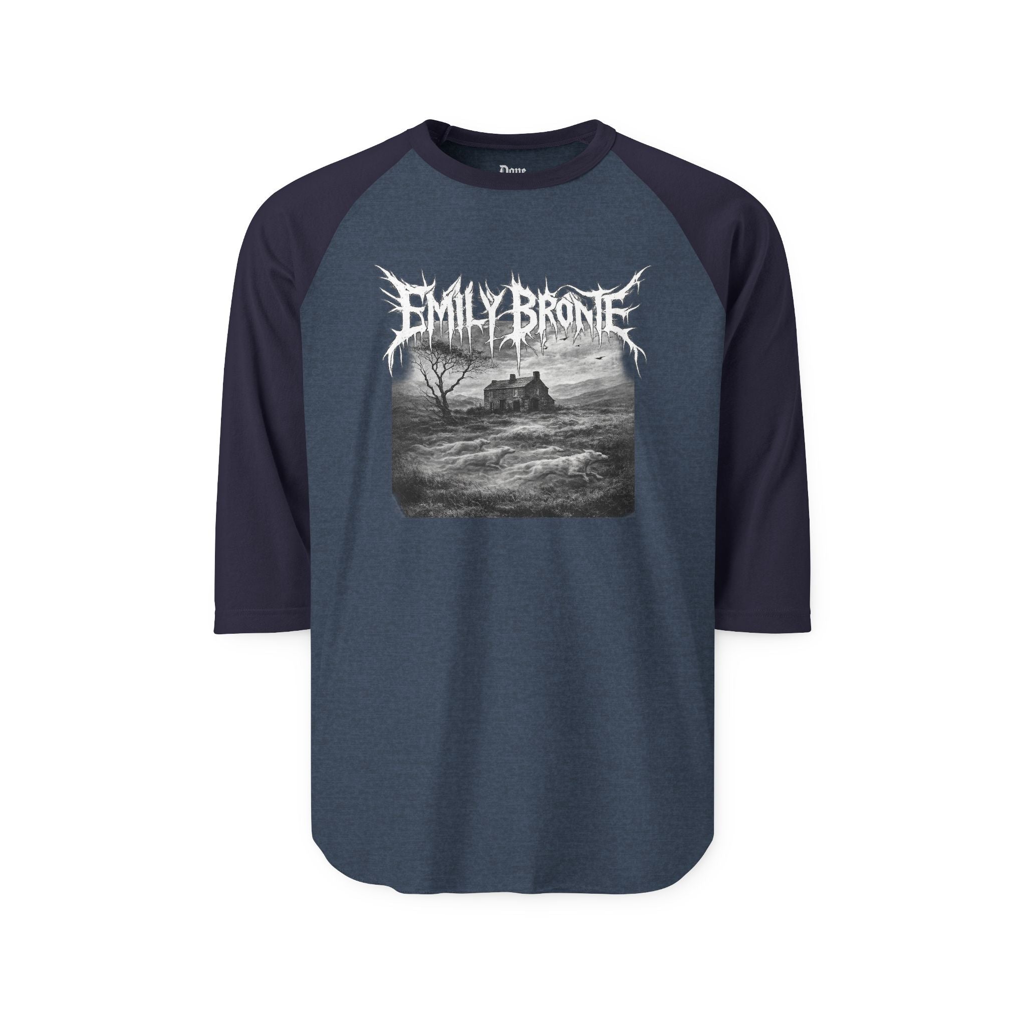 Emily Brontë Gothic Raglan Shirt (white ink variant) — Haunted Manor Literary Tee
