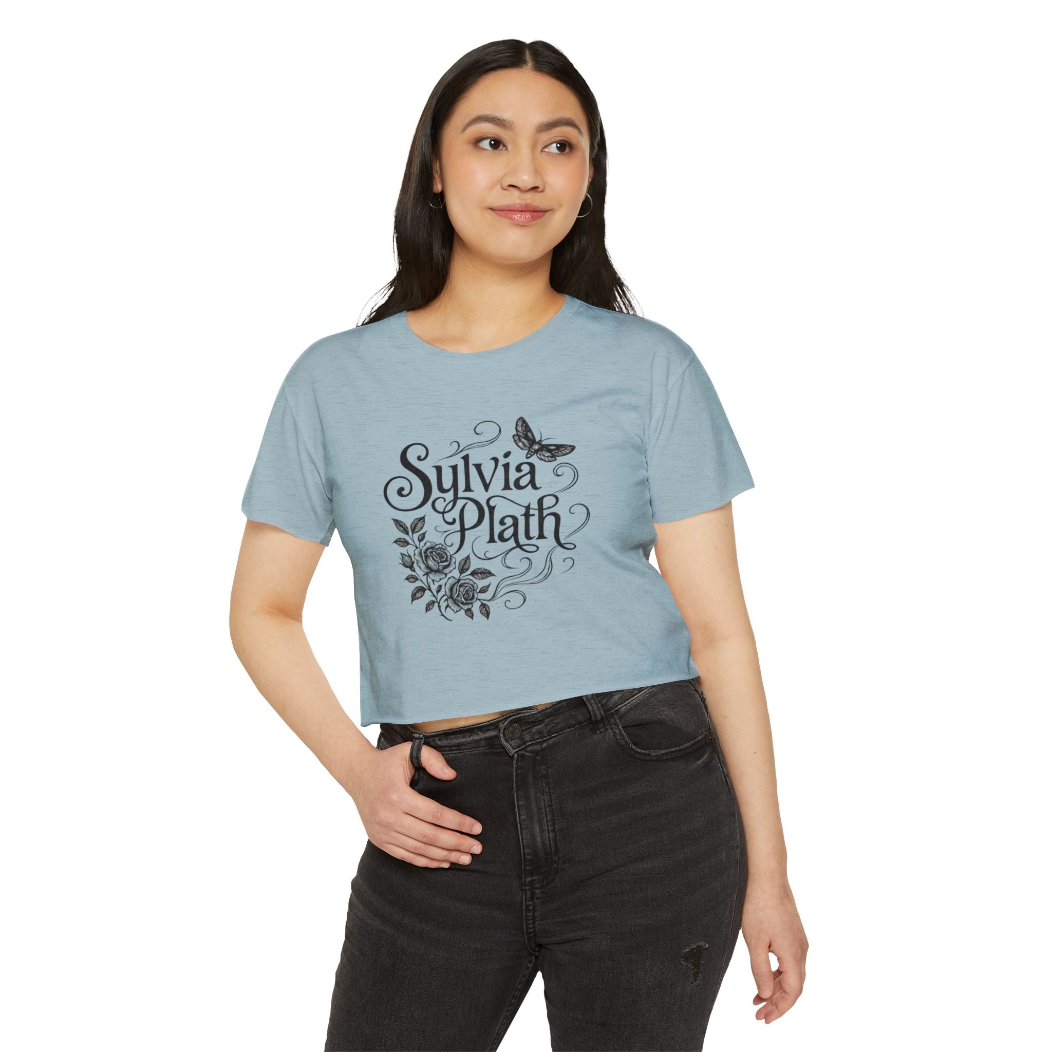 Sylvia Plath Floral Crop Top — Women's Festival Graphic Tee