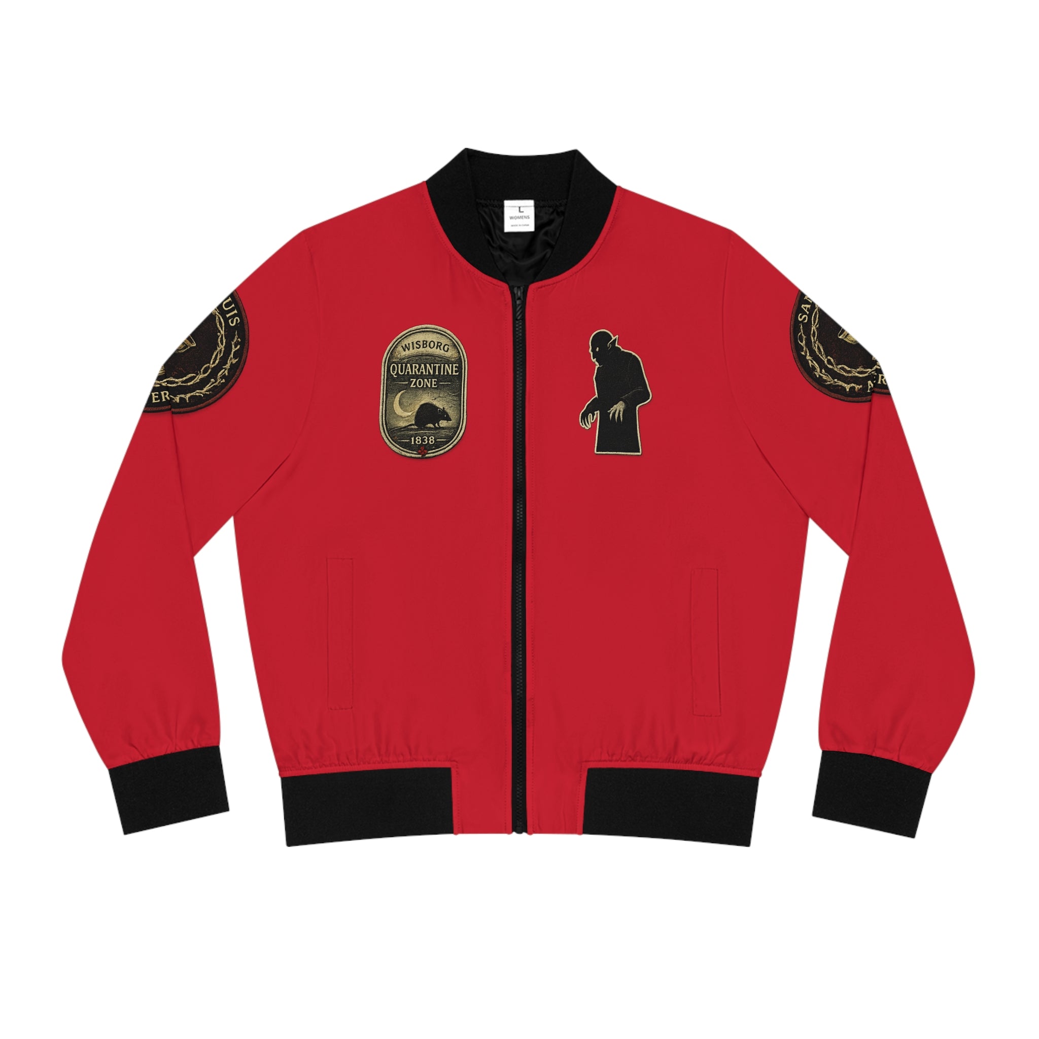 Dracula Castle Bomber Jacket — Gothic Vampire Crest Women's Jacket