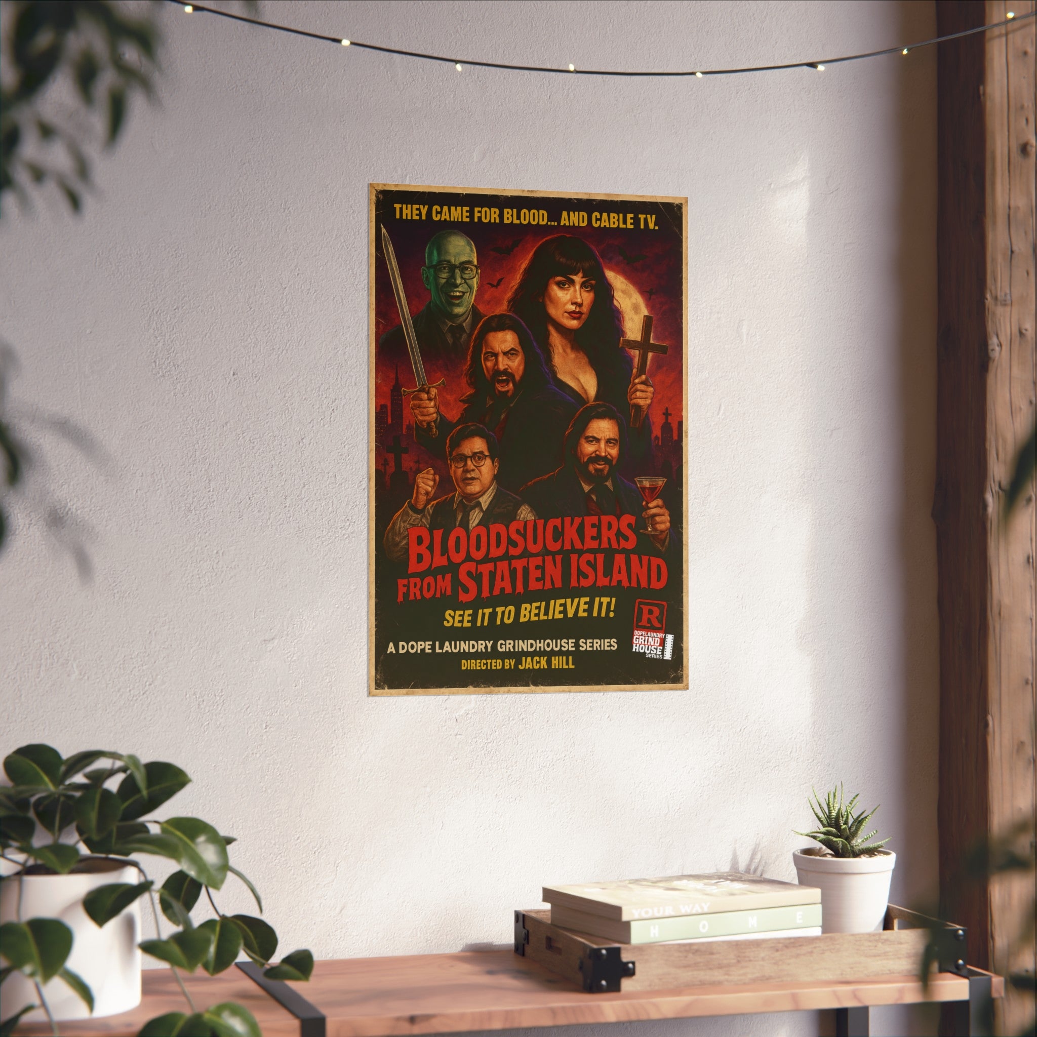 "Bloodsuckers from Staten Island" Grind House inspired Print (what we do in the shadows) Unique Gift for Film Lovers, Home Aesthetic