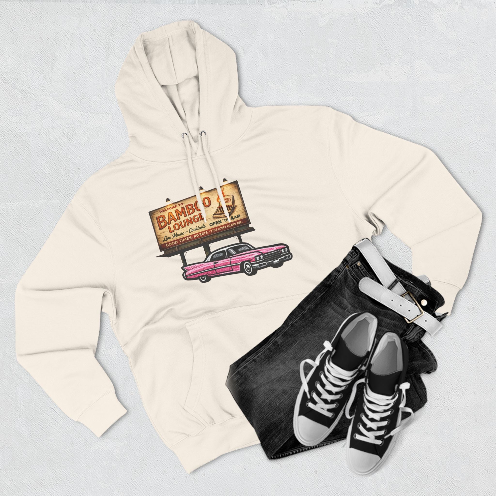 Bamboo Lounge Three-Panel Fleece Hoodie — Bamboo Lounge Graphic Pullover