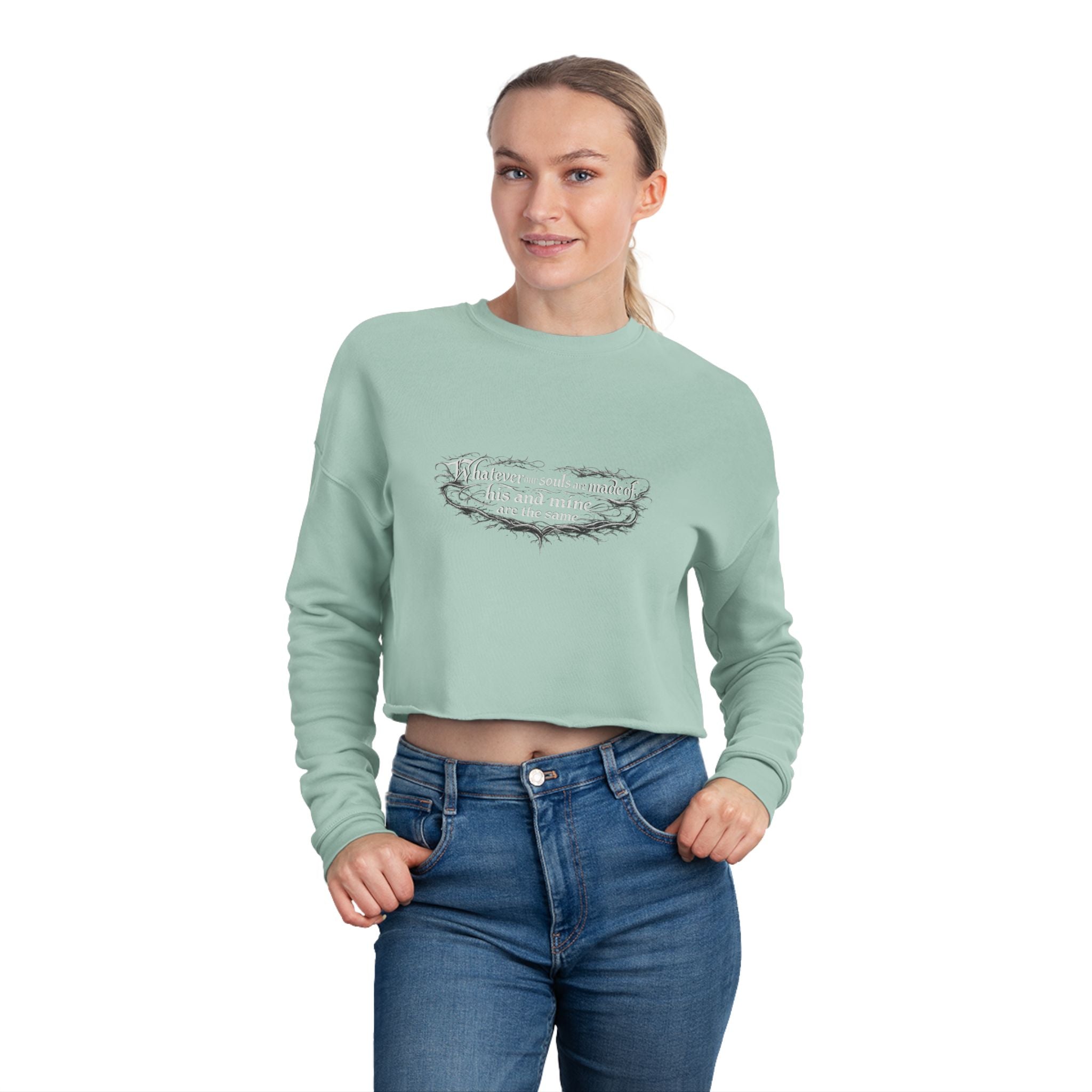 Emily Brontë Quote Moonlit Nature Cropped Sweatshirt