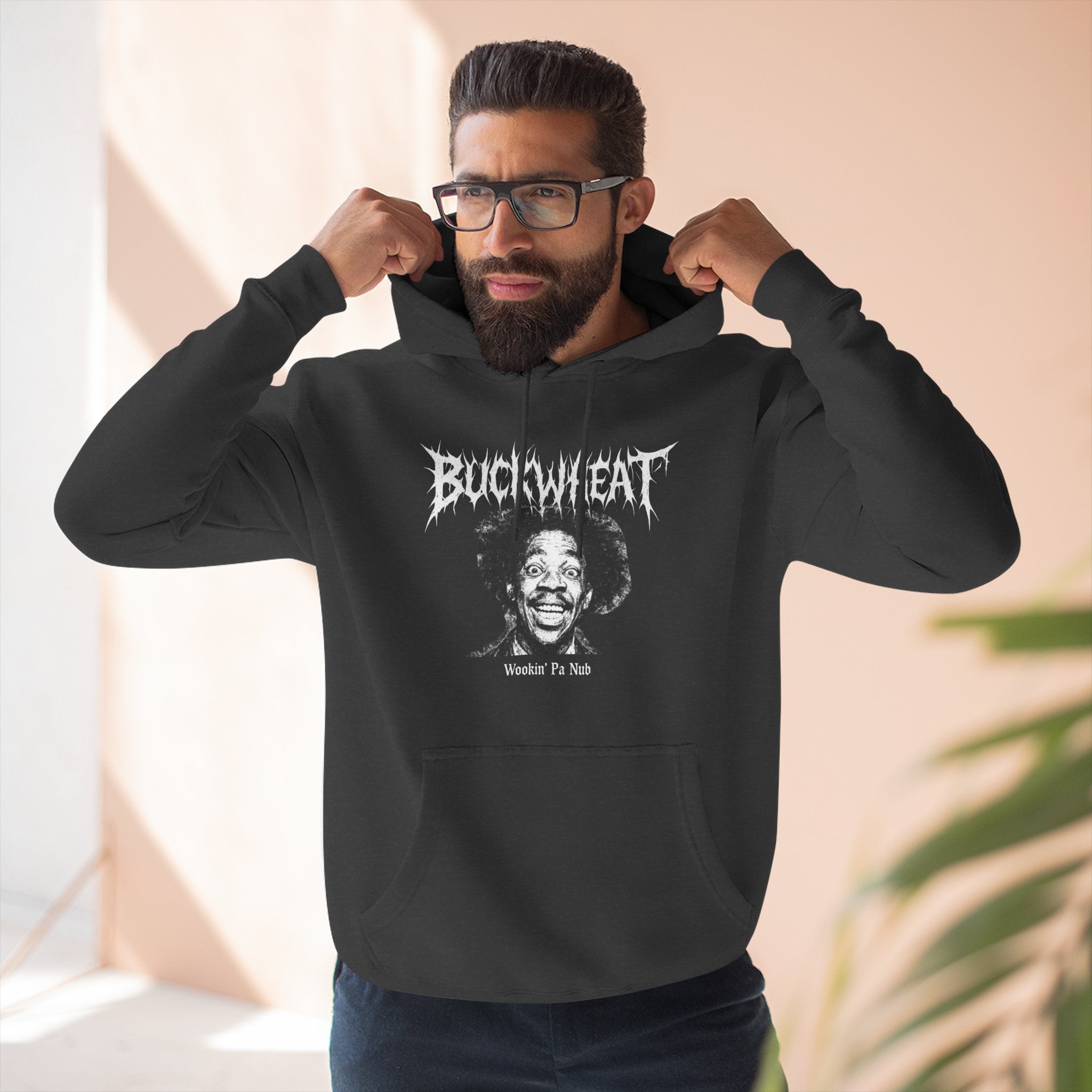 Fleece Hoodie Buckwheat 'Wookin' Pa Nub' Black Metal Inspired (SNL, Eddie Murphy)
