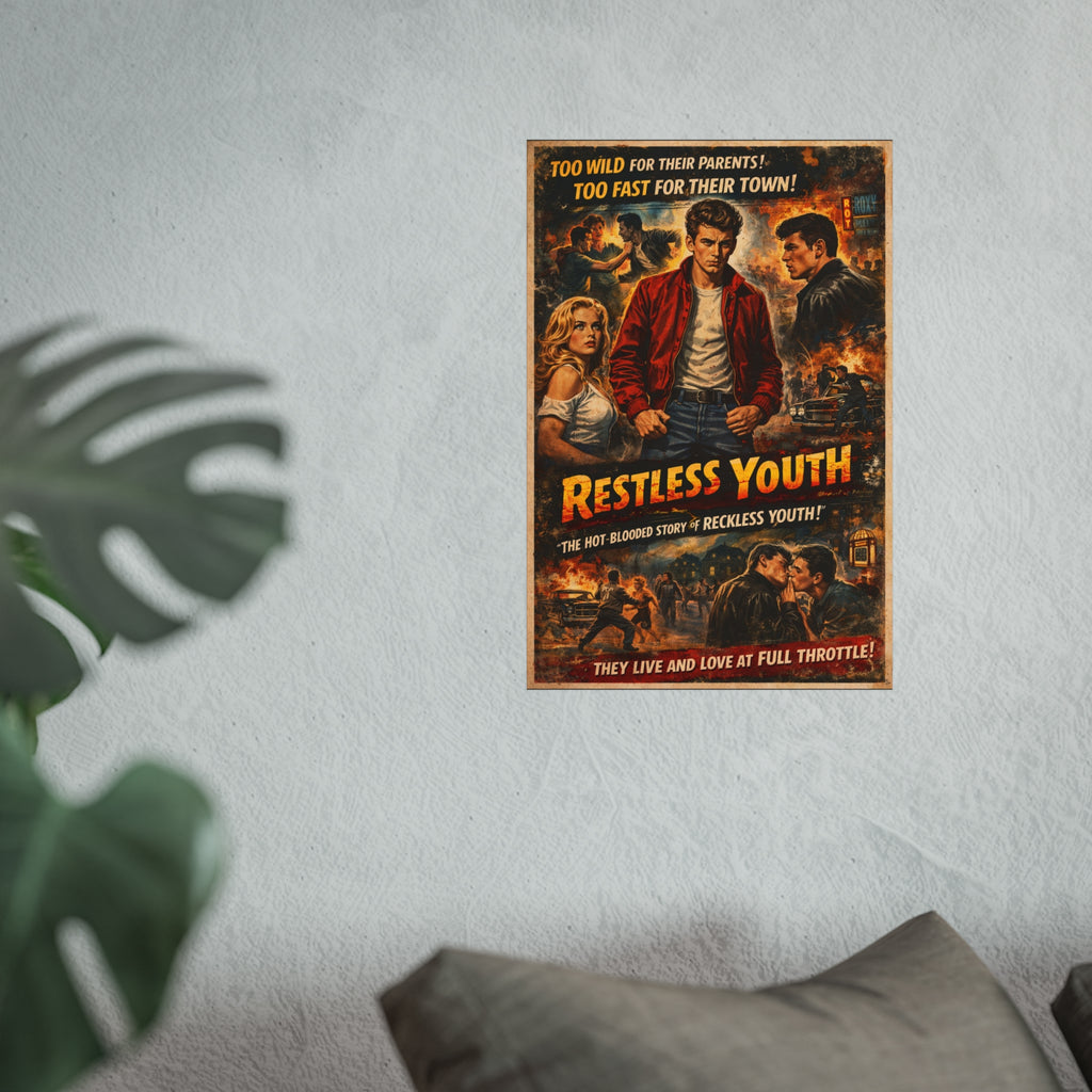 Restless Youth Vintage Movie Poster Art Print — Retro 1950s Teen Drama Wall Art