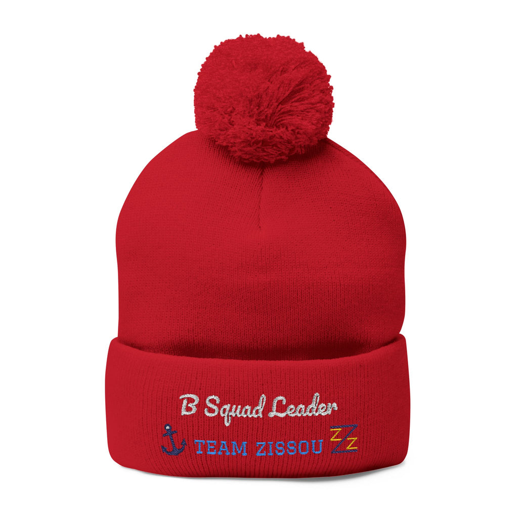 Team Zissou - B Squad Leader - Custom Embroidered Pom-Pom Knit Cap for Team Spirit
